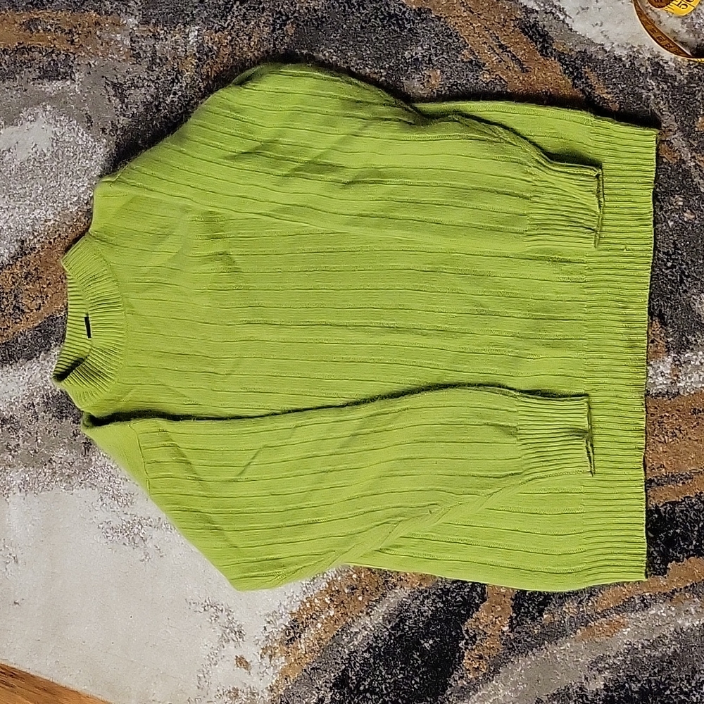 Vintage Angora and Wool Neon Green Sweater Size Small